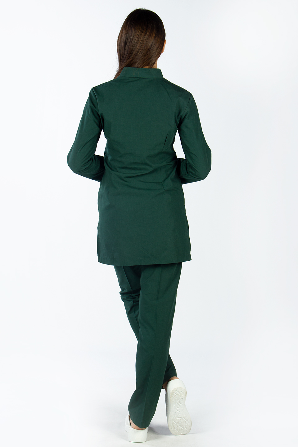 Avcı Yeşili Uzun Kollu Hakim Yaka Hemşire Forması 