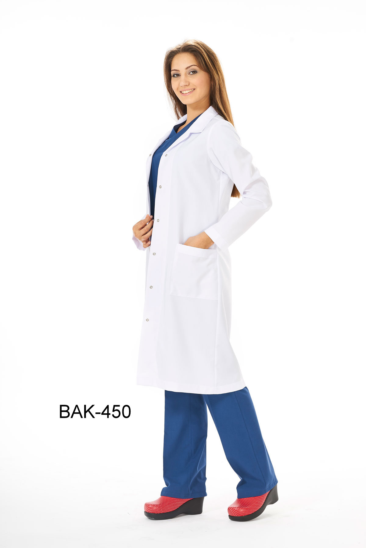 Beyaz Maxi Boy, Klasik Yaka, Doktor Önlüğü