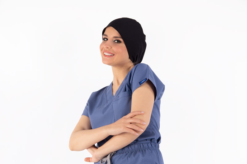 Siyah Likralı Bone (Uzun Saçlar İçin)