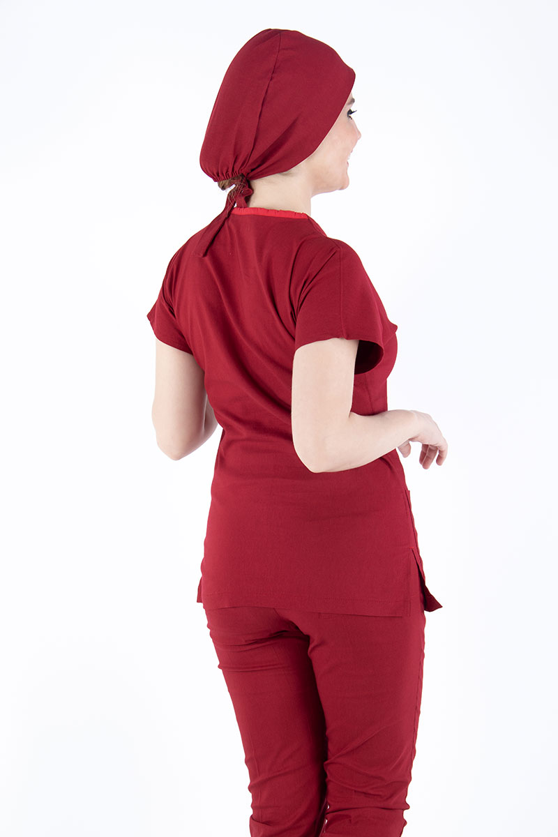 Koyu Kırmızı Likralı Bone (Uzun Saçlar İçin)