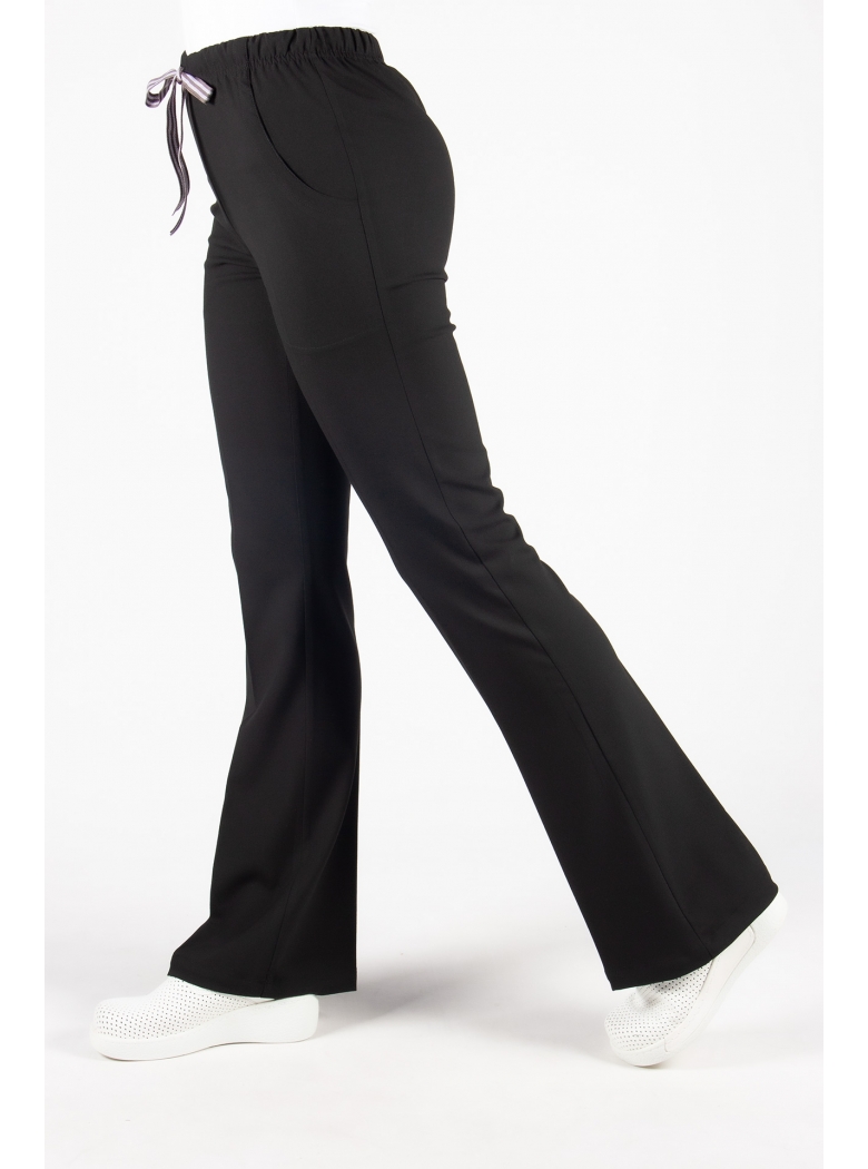 Siyah Likralı İ̇Spanyol Paça Pantolon