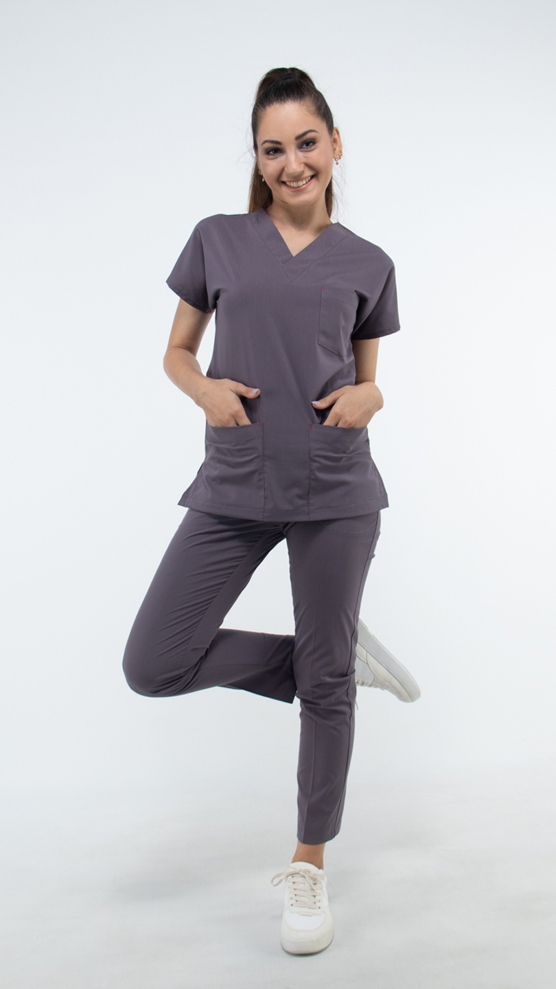 Puslu Gri U-Flex Likralı Cerrahi Takım