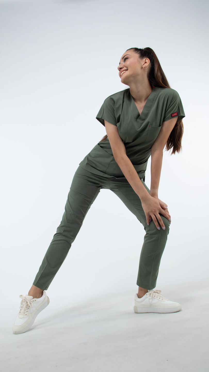 Zeytin Yeşili U-Flex Likralı Cerrahi Takım