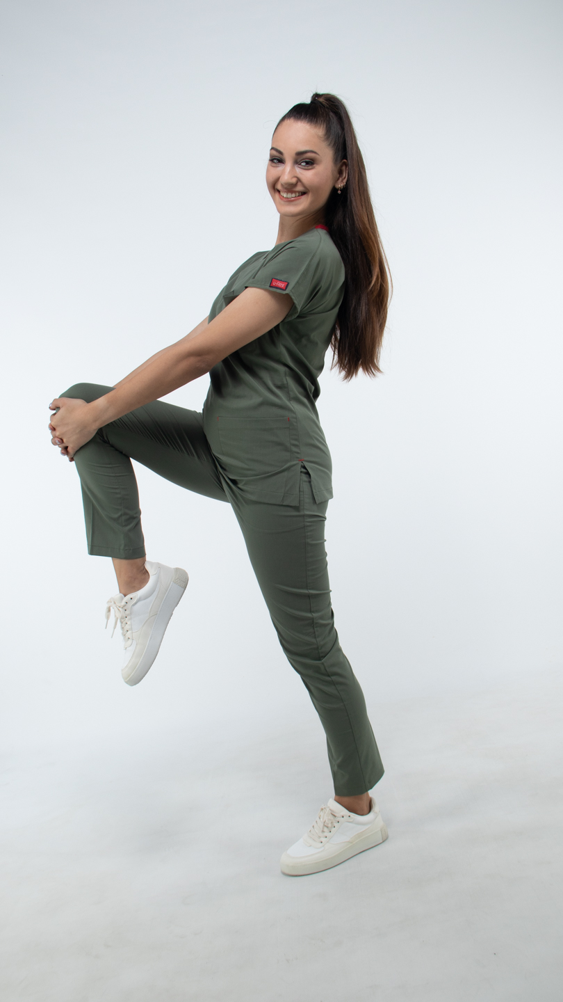 Zeytin Yeşili U-Flex Likralı Cerrahi Takım