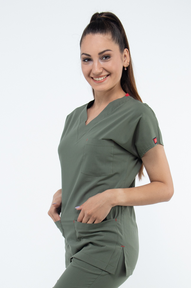 Zeytin Yeşili U-Flex Likralı Cerrahi Takım