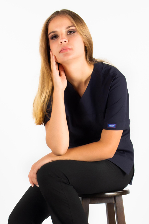 Lacivert V Yaka Terikoton Üst