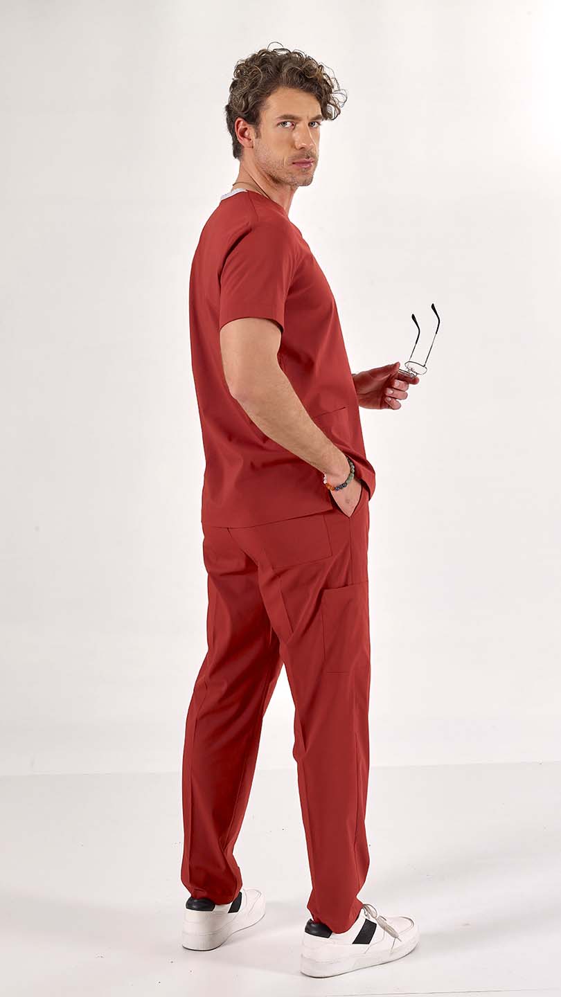 Yanık Turuncu U-Flex Likralı Scrubs Takım