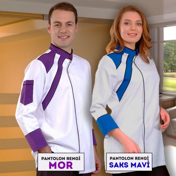 Mor Modern Aşçı Alpaka Takım (Kalın Kumaş)