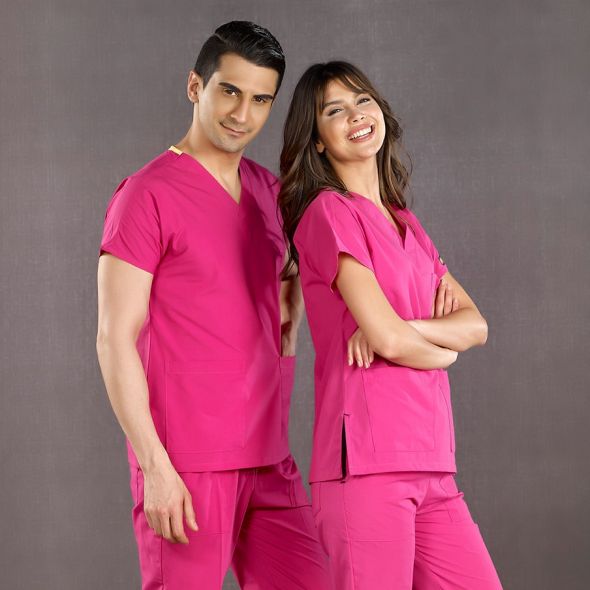 Fuşya Tek Üst Dr Greys Terikoton (İnce Kumaş)